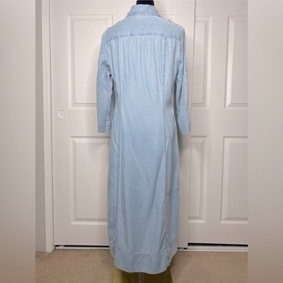 Vintage Emma James Draped Denim Midi Button-Down Shirt Dress - Picture 2 of 6